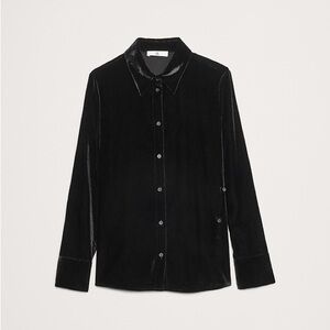Banana Republic Black Velvet Button-Front Top
